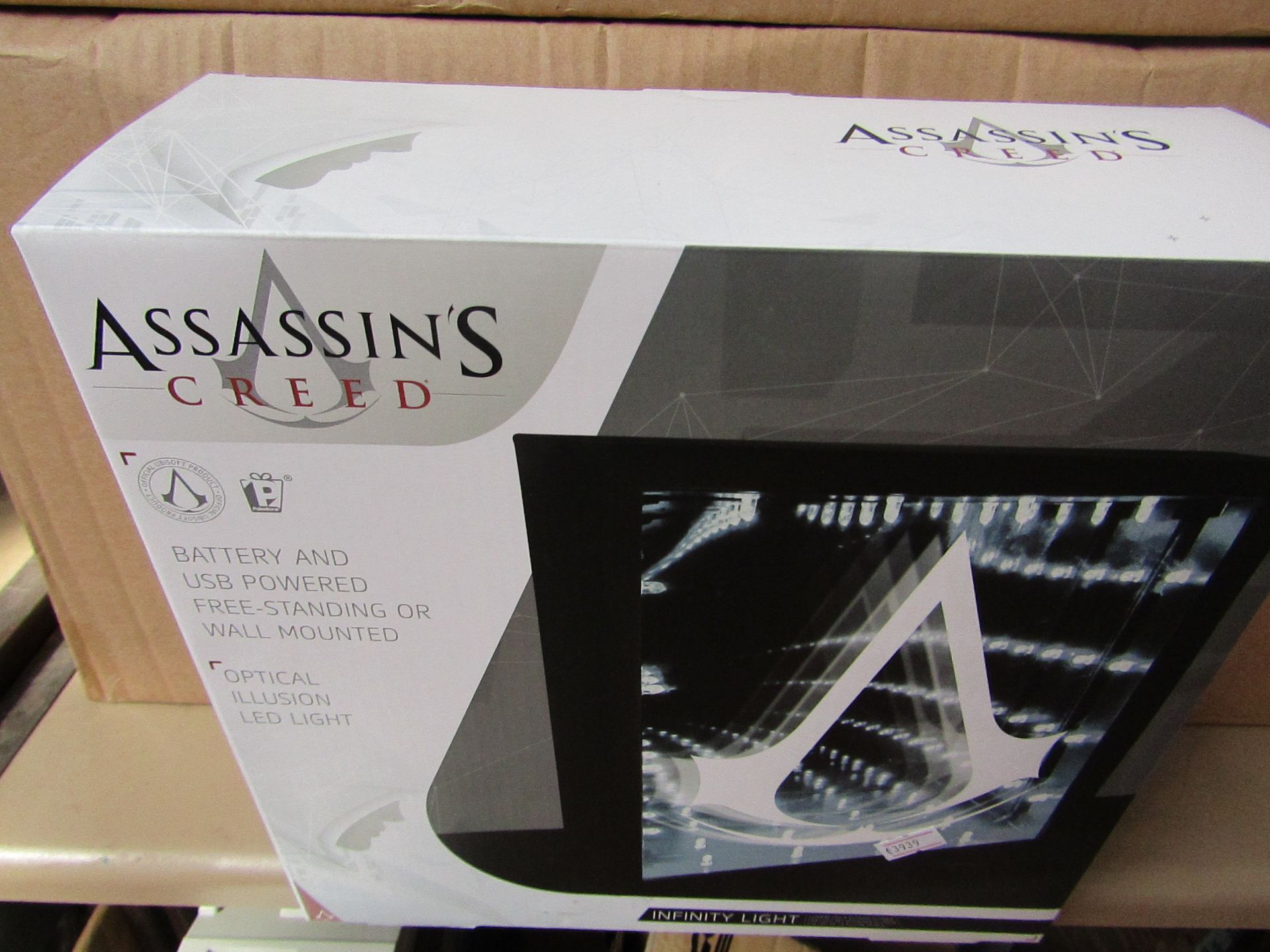 6x Assassins Creed Optical Illusion LED Light, new and boxed.