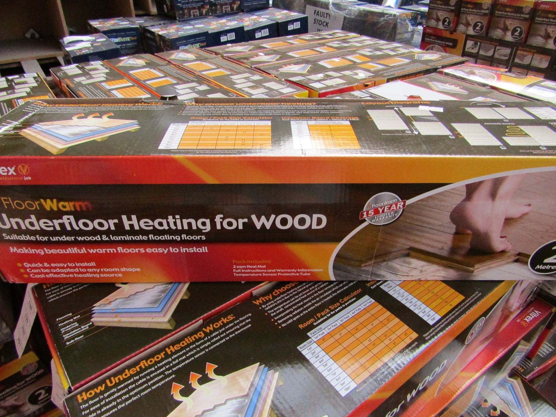 5x Vitrex Floor Warm 2m2 underfloor heating for wood, new and boxed.