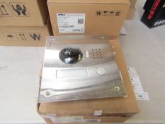 Dahua IP Villa doorbell outdoor station with button, camera and voice functions and a Dahua IP