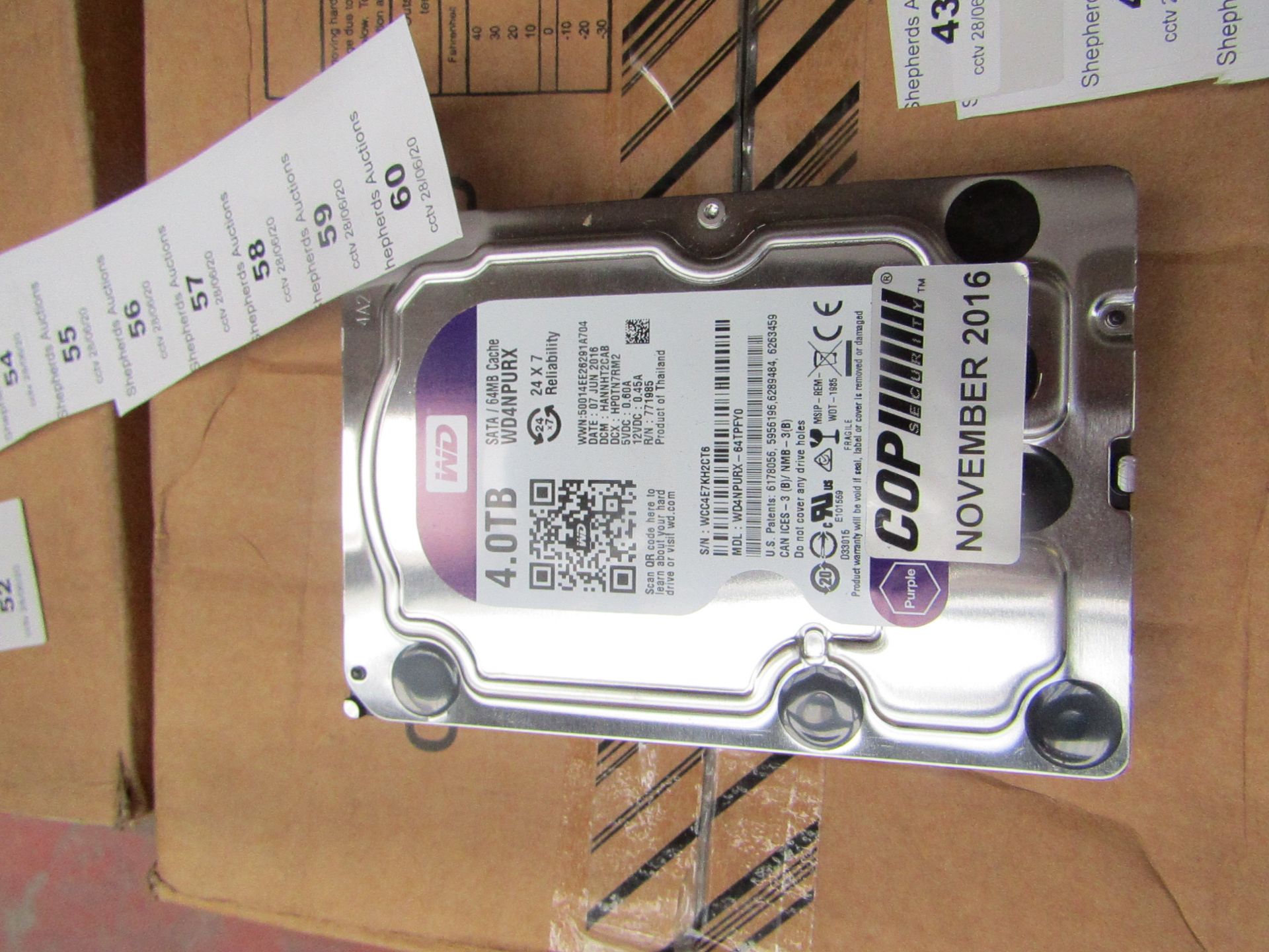 Western Digital 4TB hard drive, tested working.