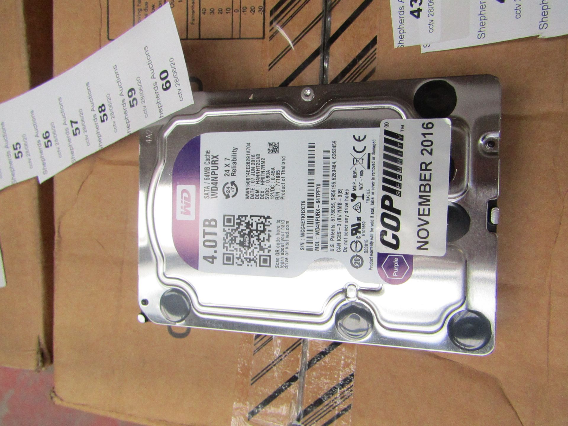 Western Digital 4TB hard drive, tested working.