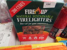 Approx 200 Cubes Fire Up natural sustainable firelighters, boxed.