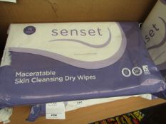 Senset pack of 75 wipes of maceratable skin cleansing dry wipes, new and packaged.