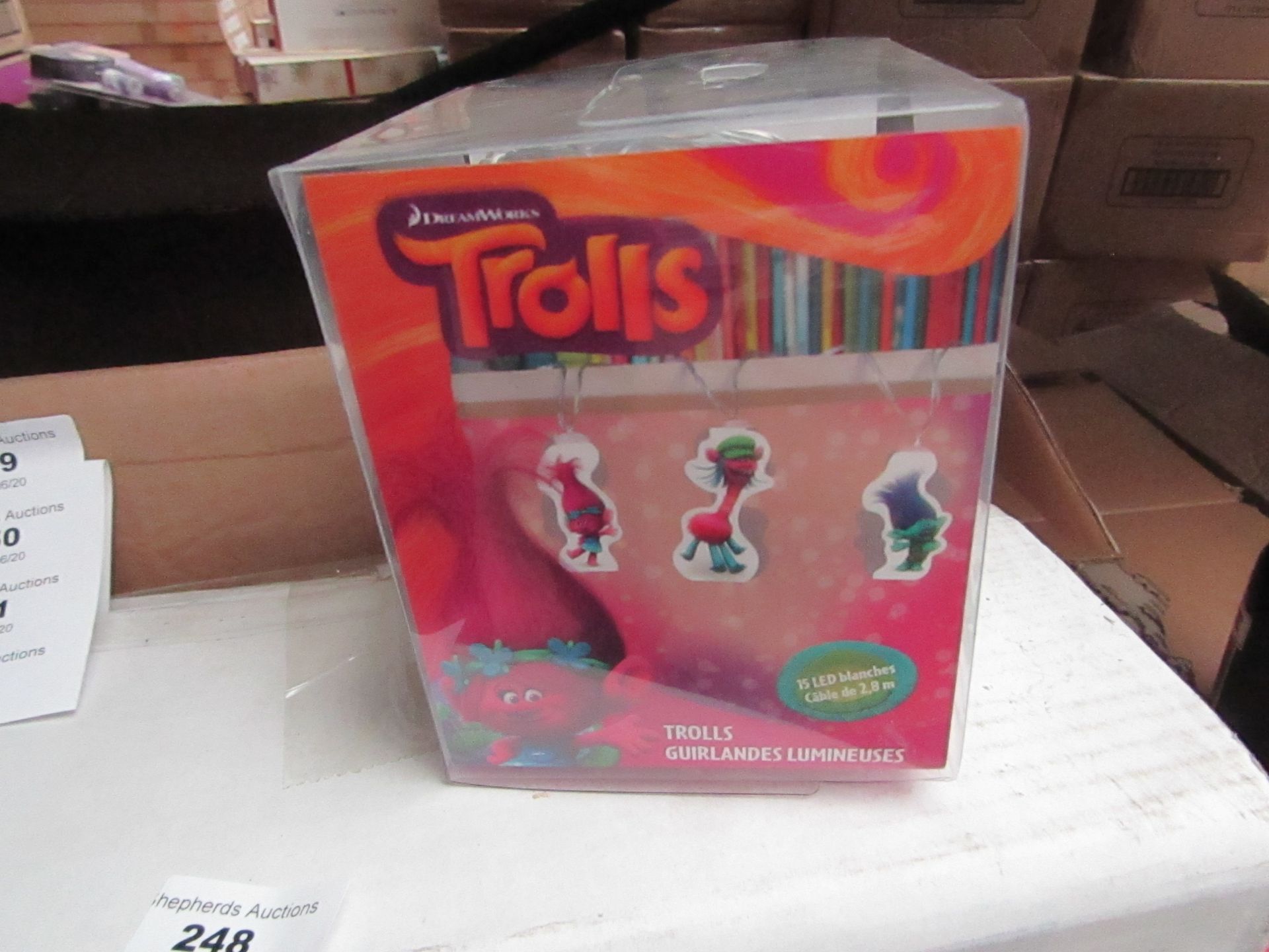 3x Trolls string lights, new and boxed.