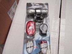 Gear'd LED Bike light set, includes LED front and back lights with front torch and mounts, new