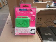 6x Mini boombox keyring speakers, new and packaged.