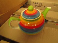 6 x Shared Earth Rainbow Ceramic Small Teapots new
