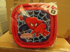 Box of 24 Spiderman Plastic Snack boxes. New & Packaged. RRP £3 each