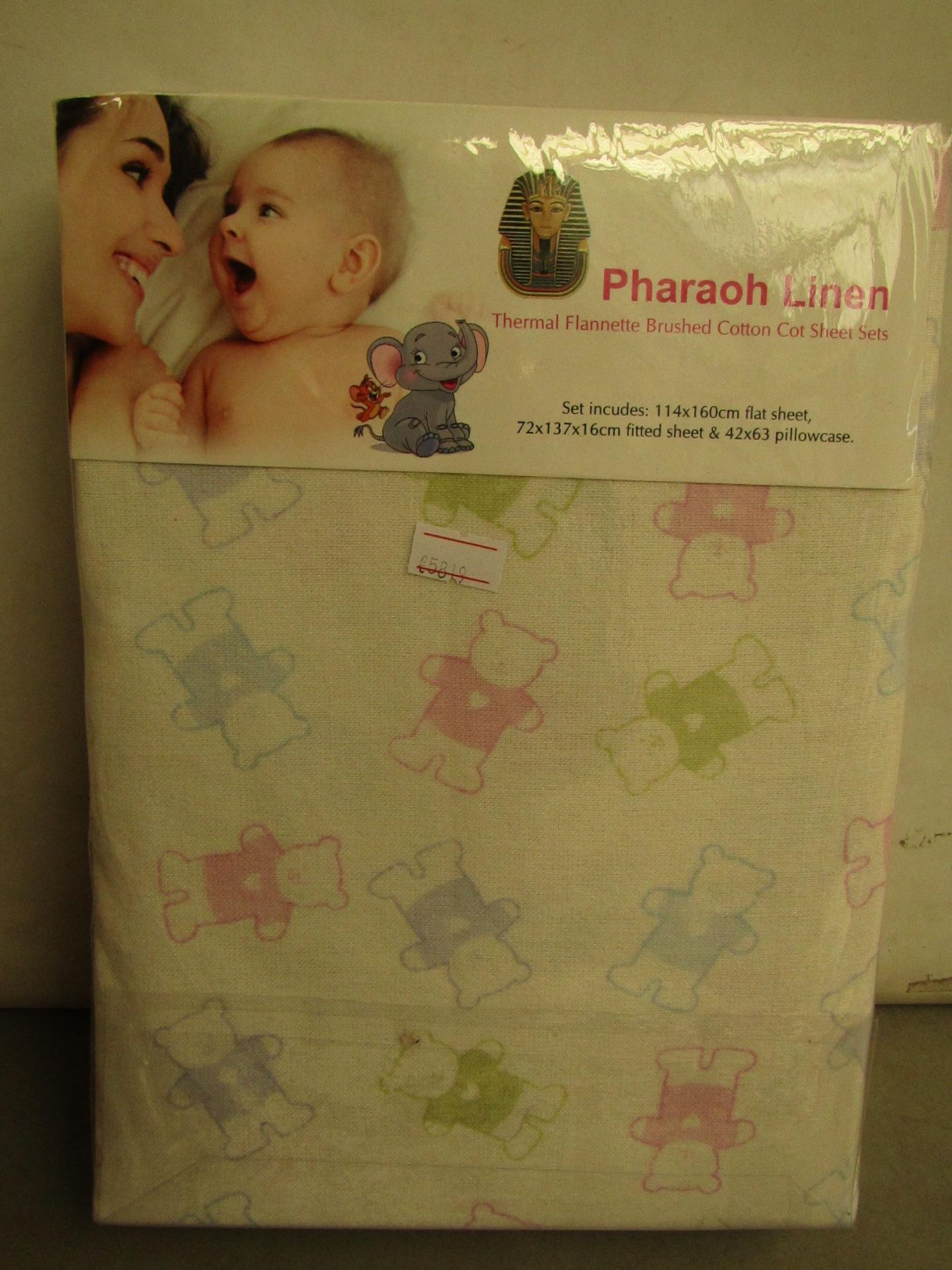 1 x Pharaoh Linen Brushed Cotton Cot Sheet Set inc Flat Sheet Cotton Sheet & Pillow case new &