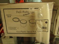 20 x packs of 50 per pack 1oz Deli/Sauce Pots with hinged lids new