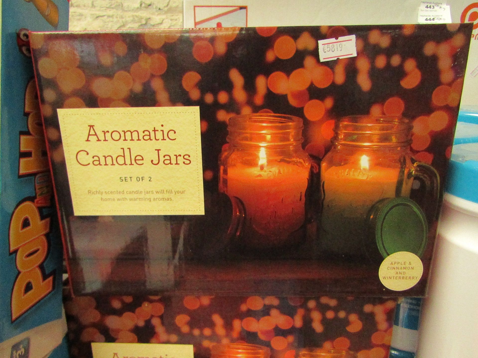 1 x Set of 2 Aromatic Candle Jars Apple & Cinnamon & Winterberry new & packaged