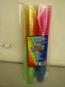 5 x packs of 80 per pack Rainbow Plastic Shot Glasses new & packaged