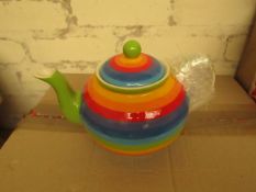 4 x Shared Earth Rainbow Ceramic Medium Teapots new