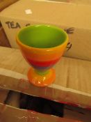 12 x Shared Earth Rainbow Ceramic Egg Cups new