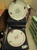5 x various Mackintosh Porcelain Celebration Plates in presentation boxes. New