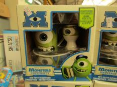 4 x Disney Pixar Monsters University Breakfast Set with Bowl, Egg cup & Mug new & packaged see image