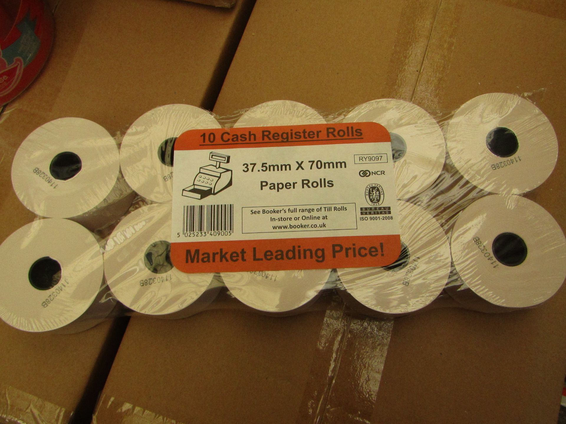 120 x NCR Cash Register Roll 37.5mm x 70mm Paper Rolls RY9097 new & boxed