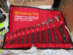 Heshang Tools 12 Piece chrome vanadium steel combination spanner set, new in carry roll.
