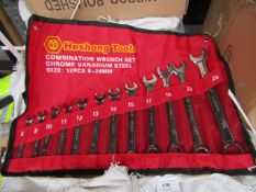 Heshang Tools 12 Piece chrome vanadium steel combination spanner set, new in carry roll.