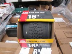 Box of 2x Bell 16" Kids Bike tyres, new and boxed