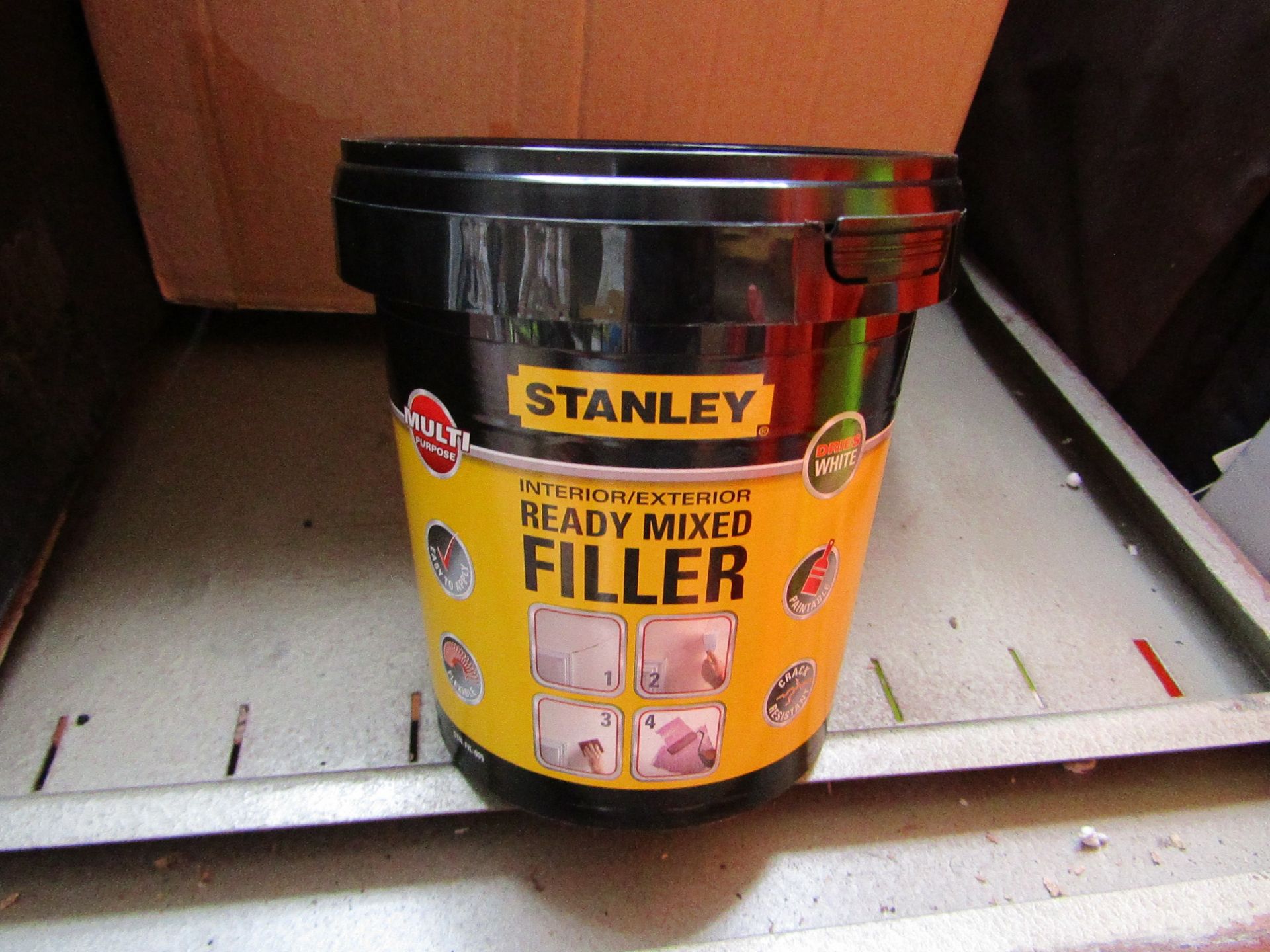 6x 1.2KG tubs of Stanley Multi Purpose ready Mixed Interor and Exterior filler, new