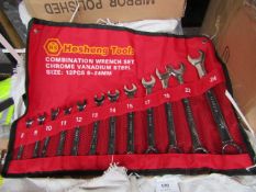 Heshang Tools 12 Piece chrome vanadium steel combination spanner set, new in carry roll.