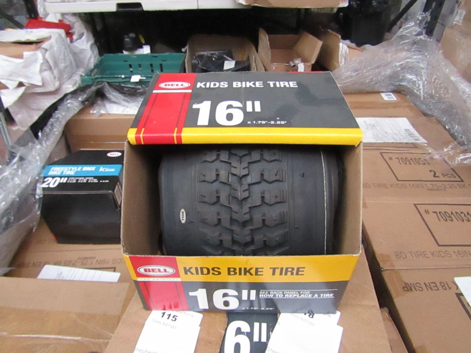 Box of 2x Bell 16" Kids Bike tyres, new and boxed