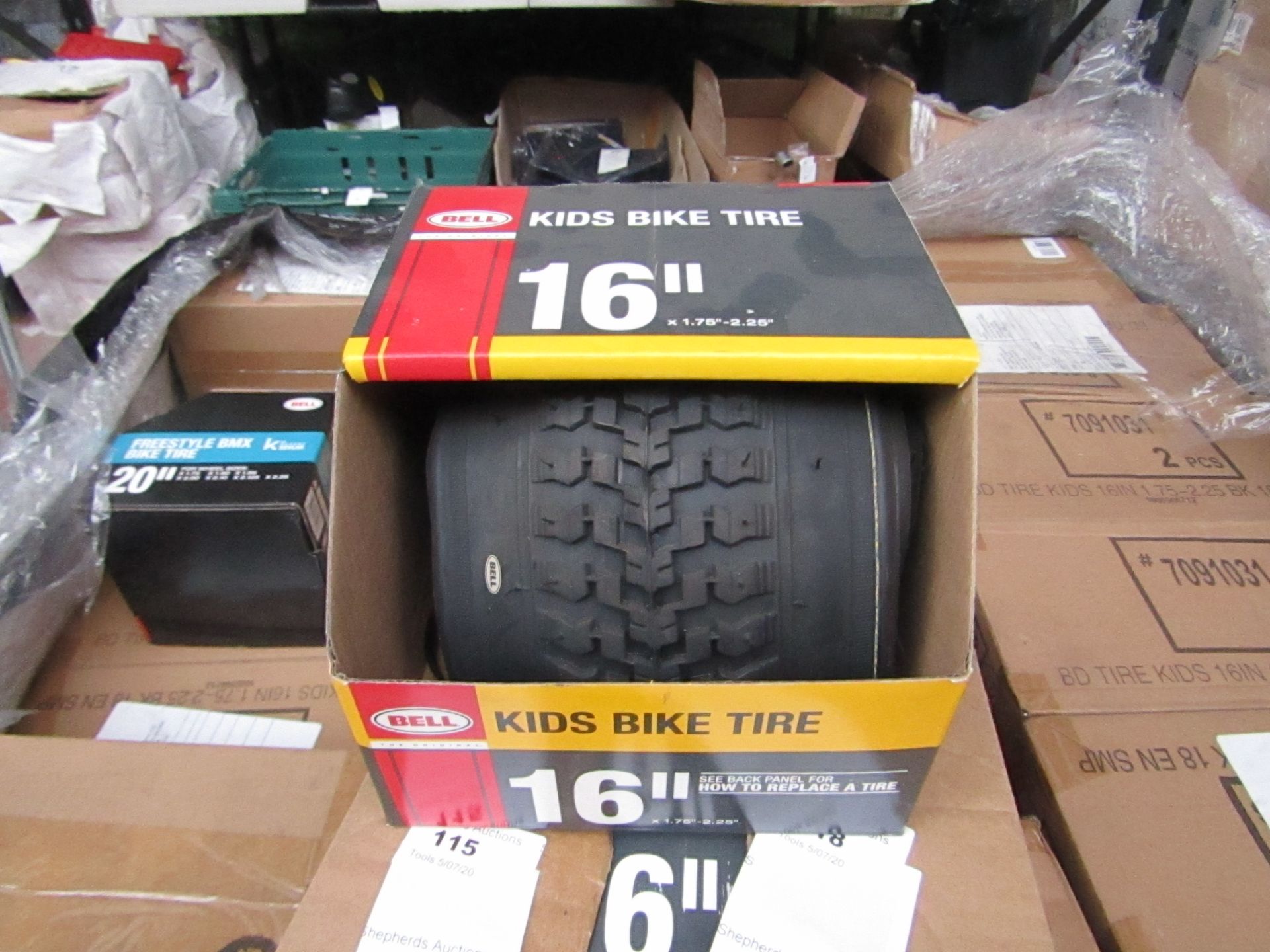 Box of 2x Bell 16" Kids Bike tyres, new and boxed