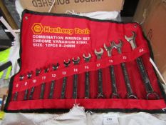 Heshang Tools 12 Piece chrome vanadium steel combination spanner set, new in carry roll.