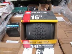 Box of 2x Bell 16" Kids Bike tyres, new and boxed