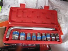 10 Piece MLG Tools socket set with L type handle, new and boxed