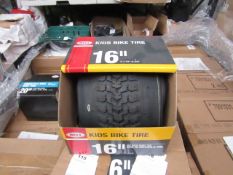 Box of 2x Bell 16" Kids Bike tyres, new and boxed