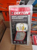 Dekton 600 piece hardware assortment, new