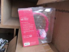 5x Sound MiTEC headphones, new and packaged.