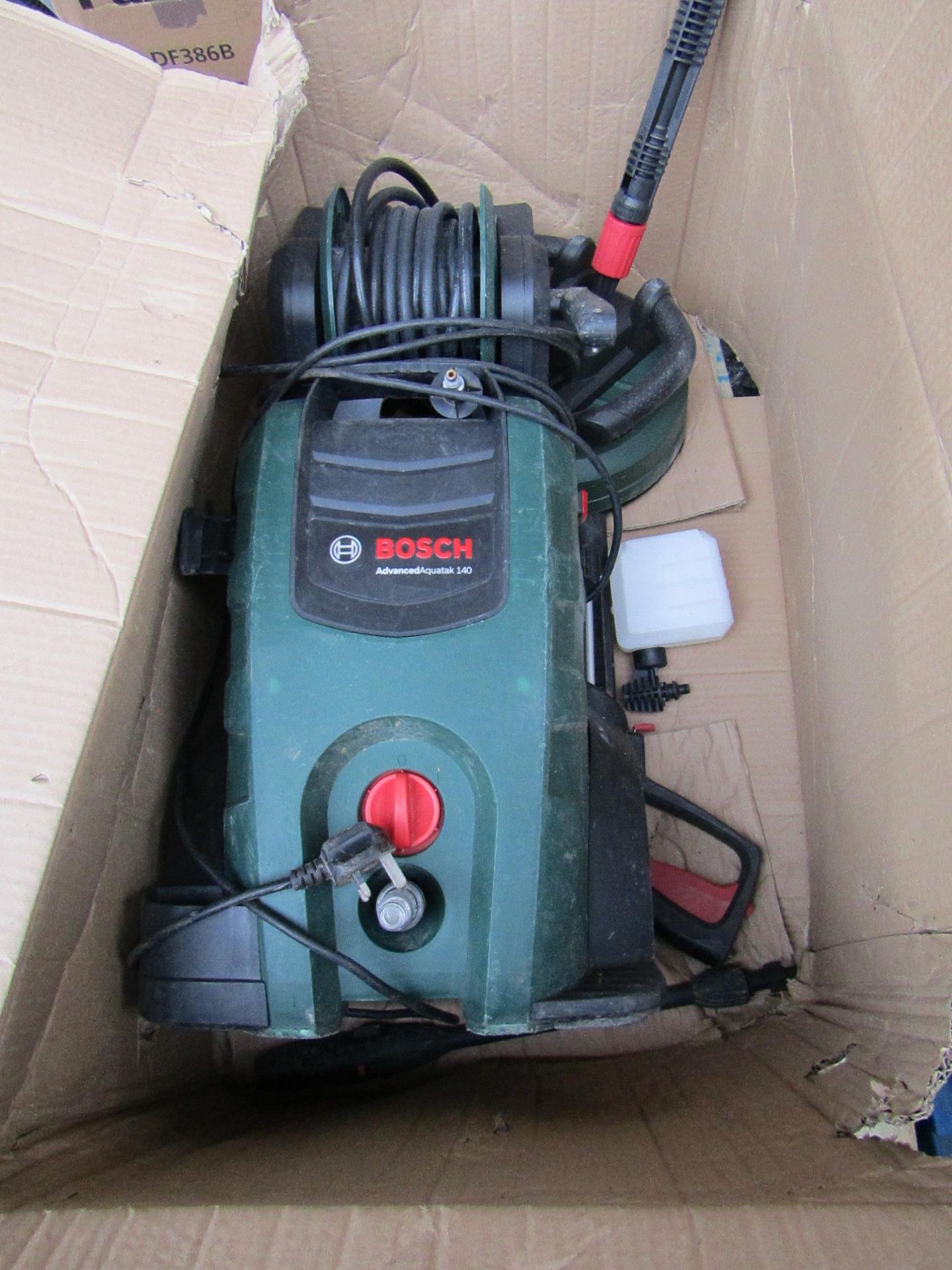 Bosch Advanced Aquatak 140 pressure washer, powers on but not tested it's full functions. RRP £299.