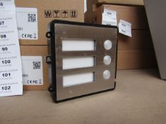 2 Piece outdoor Dahua safety module set including; Dahua 3 button module with an embedded case,