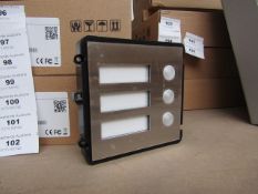 2 Piece outdoor Dahua safety module set including; Dahua 3 button module with an embedded case,