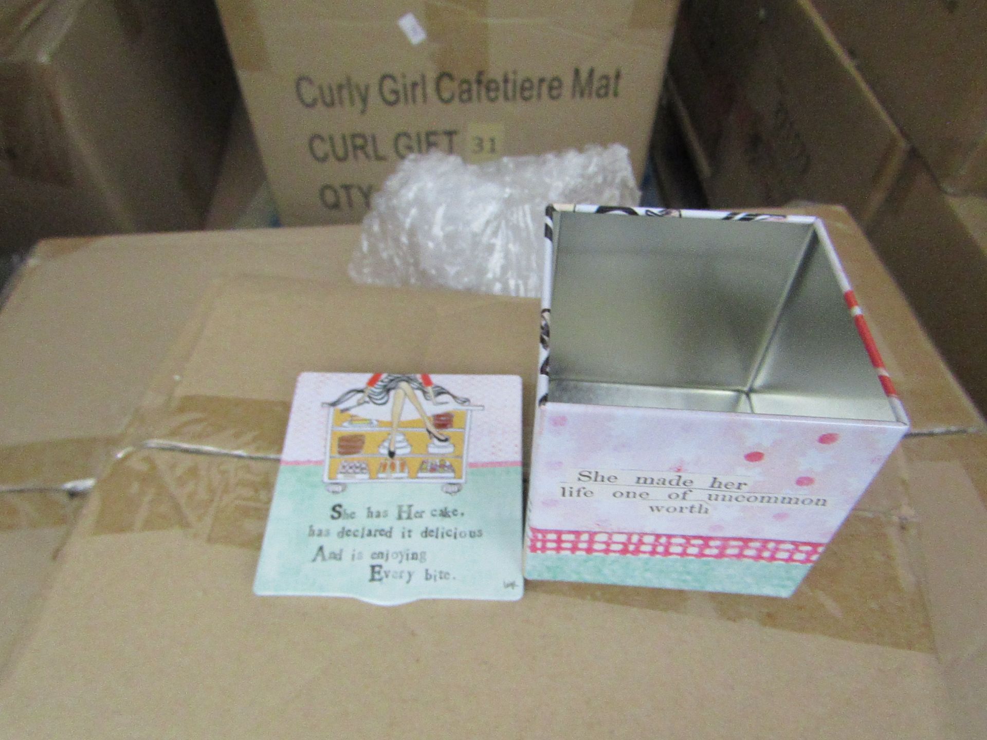 12x Curly Girl Metal Storage tins. New & Boxed