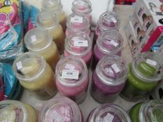 4x Various scented candles, lavender, pineapple, fresh cut roses and vanilla cupcake. New.