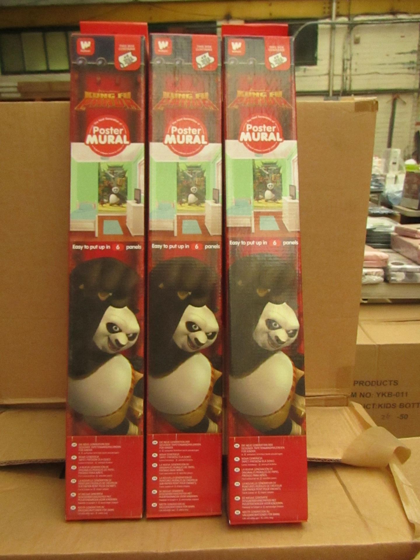 1 x Walltastic Kung Fu Panda Wall Mural. Easy To Put up in 6 Panels. Overall Size 8ft x 5ft. Easily
