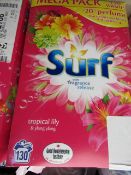 Surf Tropical Lily with Ylang Ylang. 8.385kg.130 Washes. Box Has split but has been Fixed
