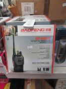 Baofeng portable two way radio, new and boxed.