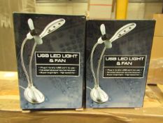 5 x USB LED Light & Fans. New & Boxed