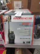 Baofeng portable two way radio, new and boxed.