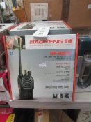 Baofeng portable two way radio, new and boxed.