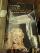 Lloytron Travel 1200w Hair Dryer Dual Voltage new & packaged