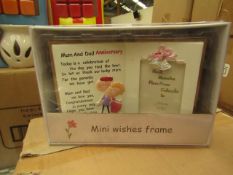 5 x Mini Wishes by Juliana Mum & Dad Anniversary Photo Frames new & packaged