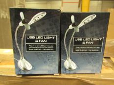 5 x USB LED Light & Fans. New & Boxed