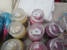 3x Various scented candles, lavender, fresh cut roses and vanilla cupcake. New.