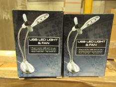 5 x USB LED Light & Fans. New & Boxed